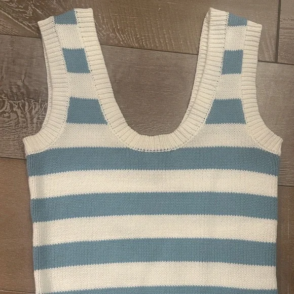 Olivaceous Blue and White Striped Knit Top - Picture 2 of 5